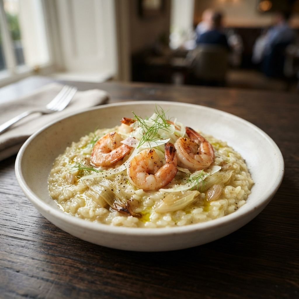 Risotto mit Fenchel und Garnelen