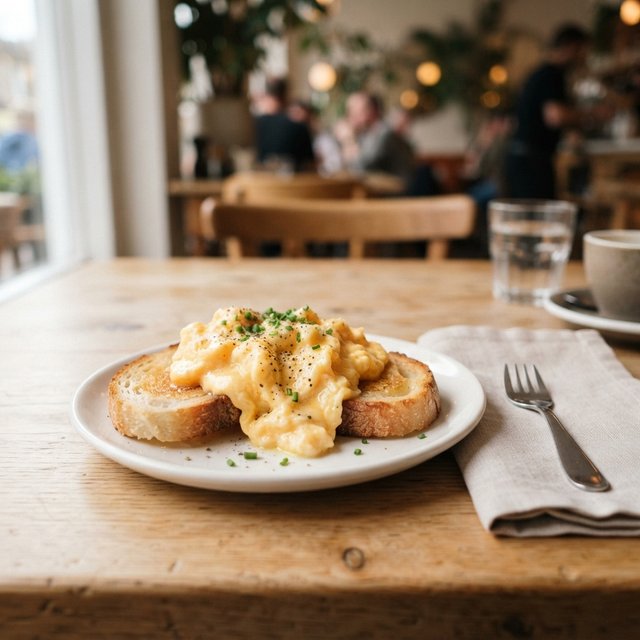 Scrambled eggs on toast