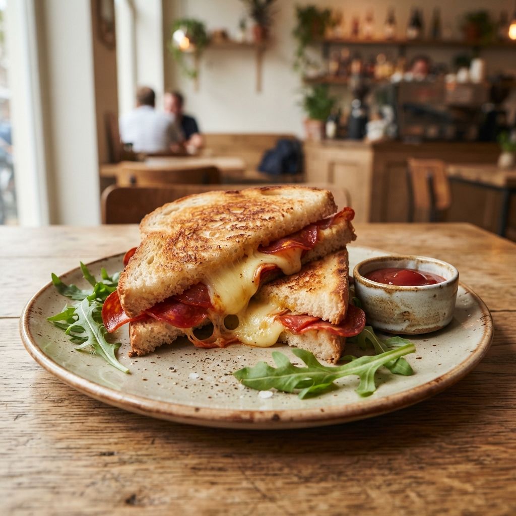 Toasties with chorizo, aged cheese & Ketchup