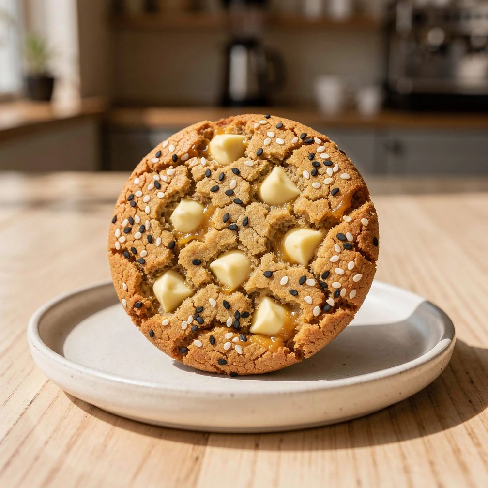 Miso sesame white chocolate cookie