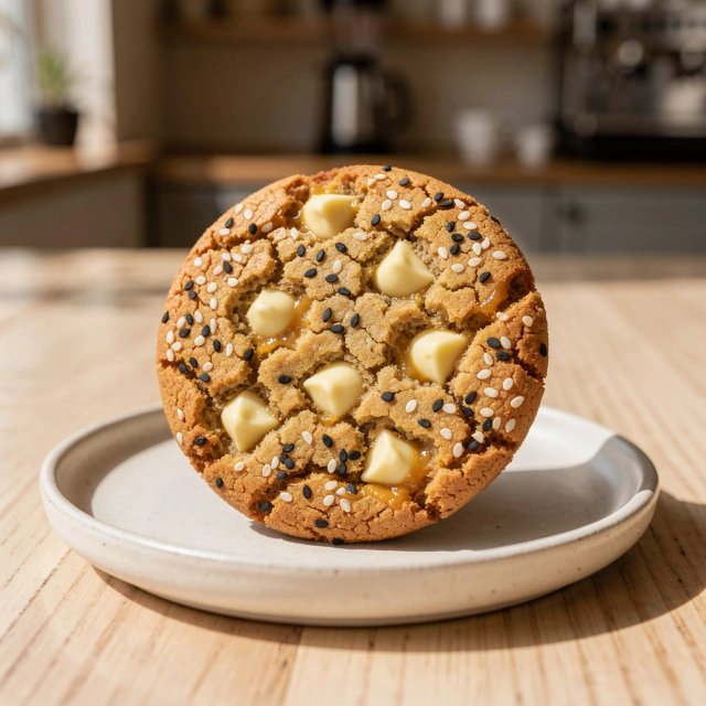 Miso sesame white chocolate cookie