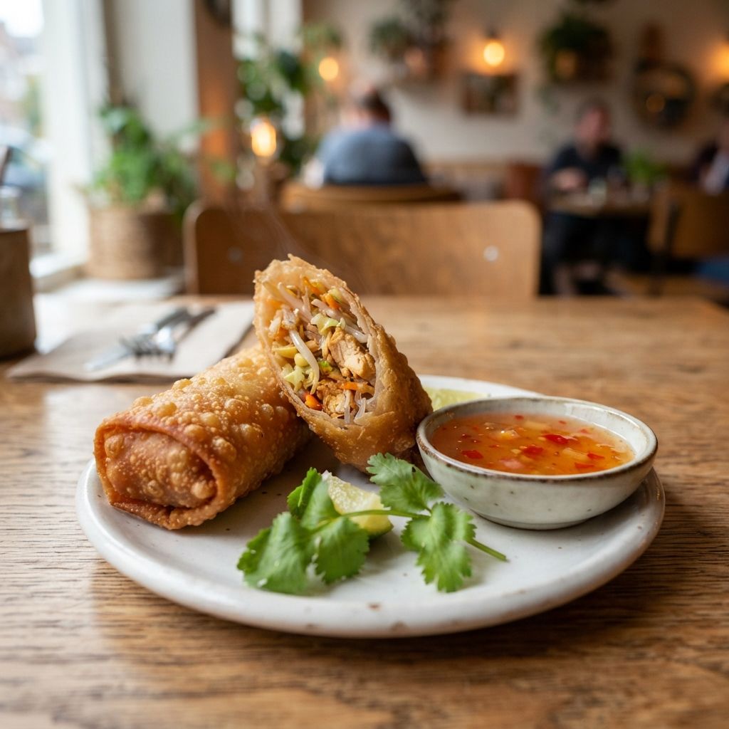 Loempia kip met zoetzure saus