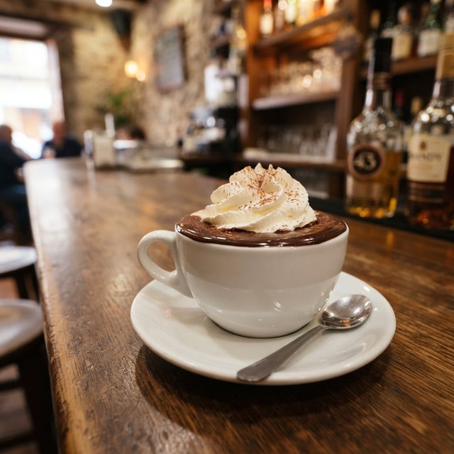chocolate caliente / hot chocolate con nata / with whipped cream