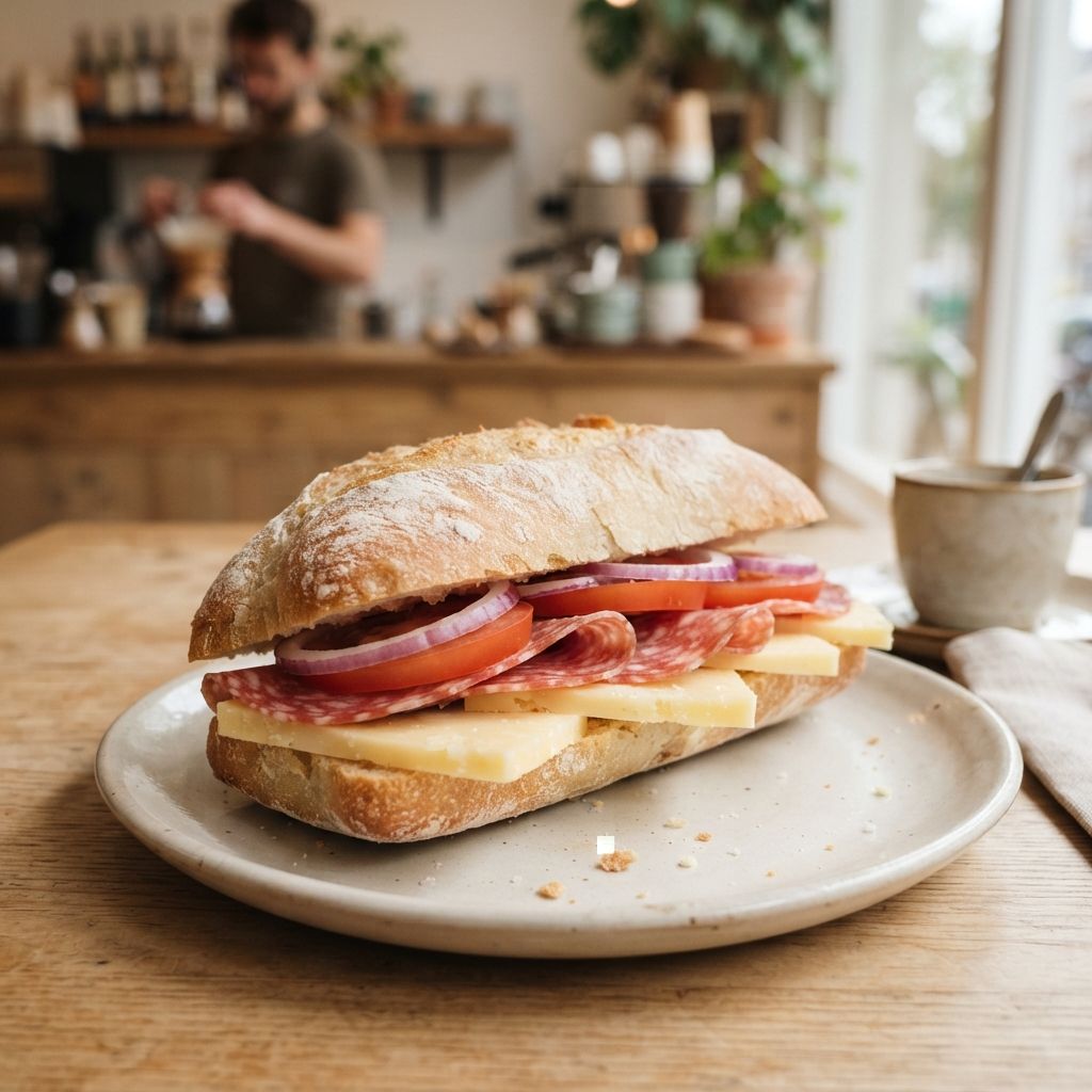 Cheese, salami, tomato & onion