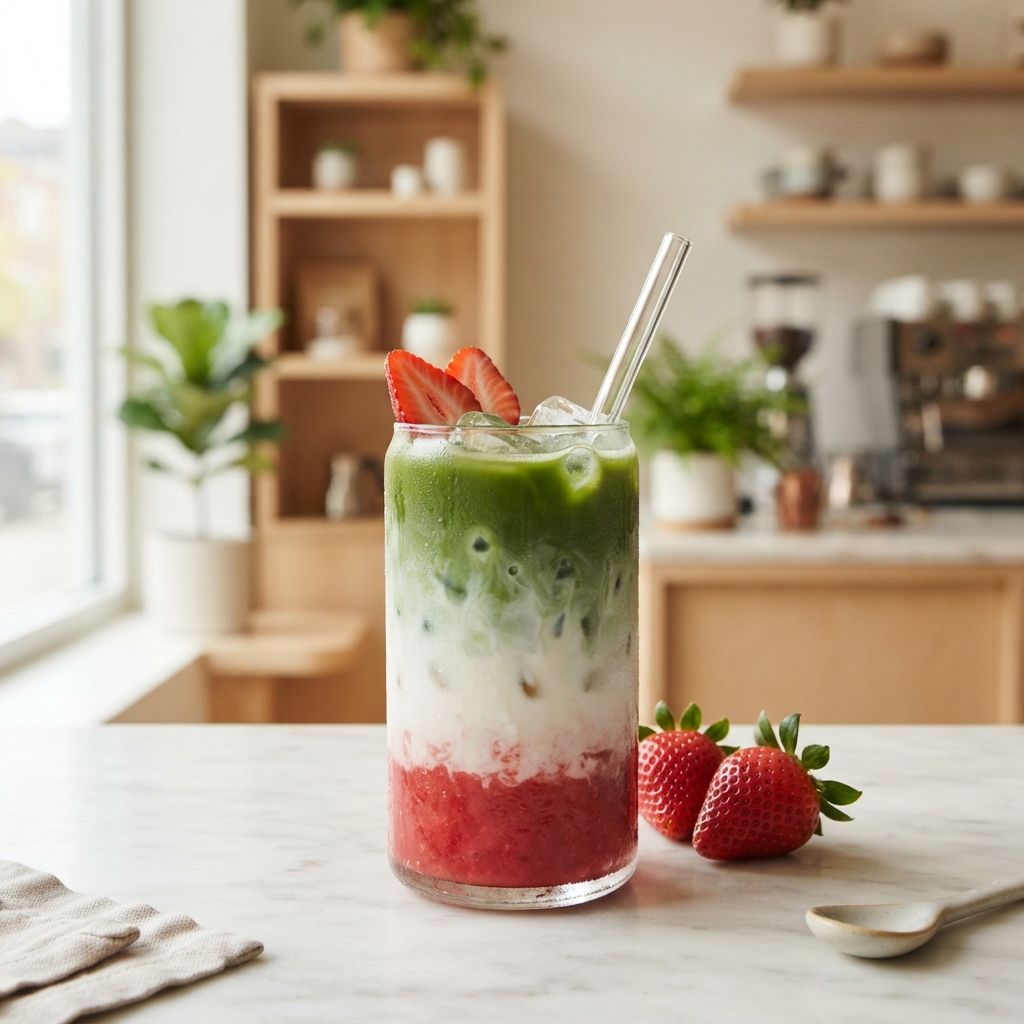 strawberry iced matcha