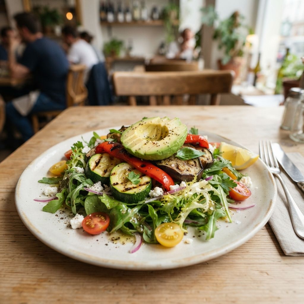 BELCAMPO SALADE met gemengde sla, gegrilde groenten, avocado,