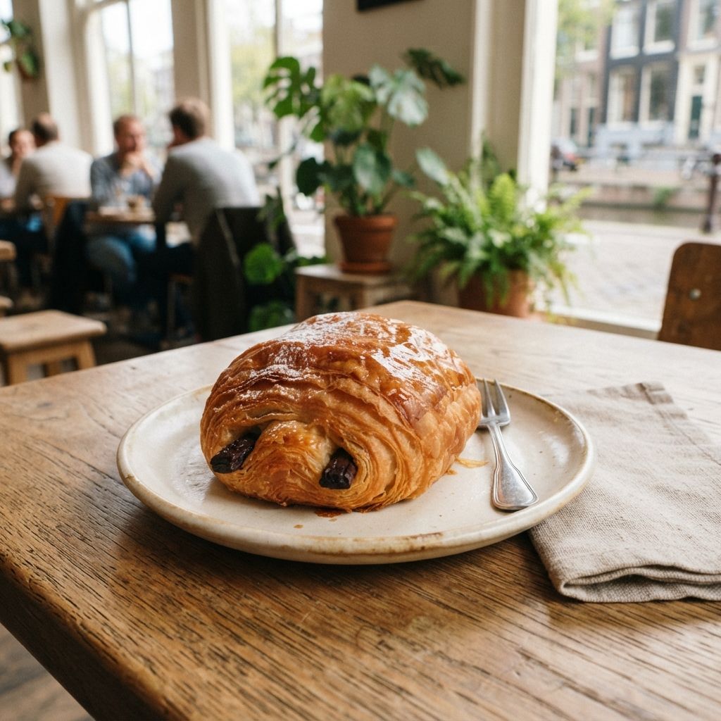 Croissant or pain au chocolat/croissant of chocolade broodje