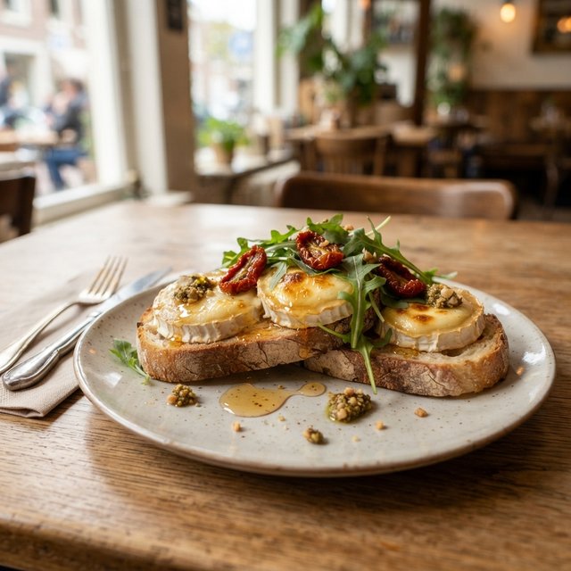Warm Goat Cheese Sandwich with Honey