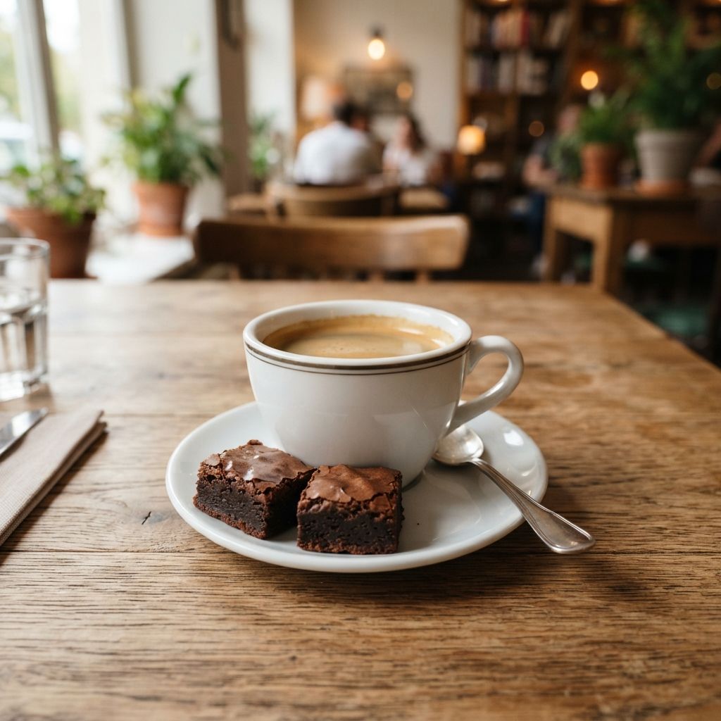Koffie of thee naar keuze met 2 mini brownies