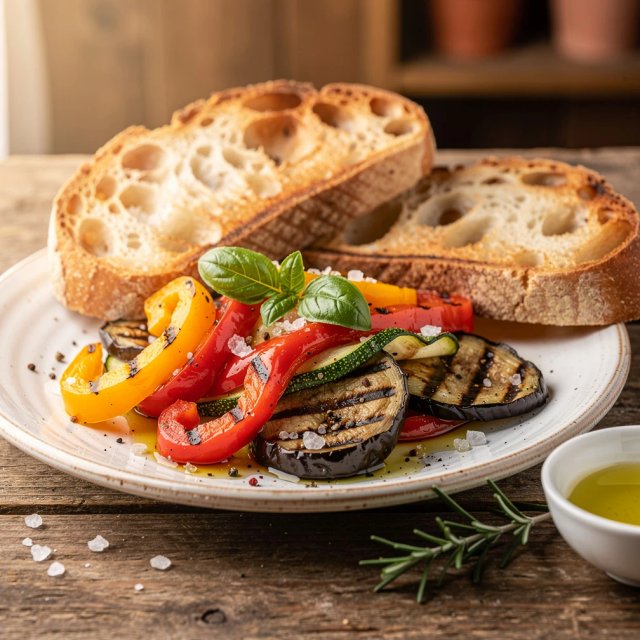 Grilled Mix Vegetables served with Bread
