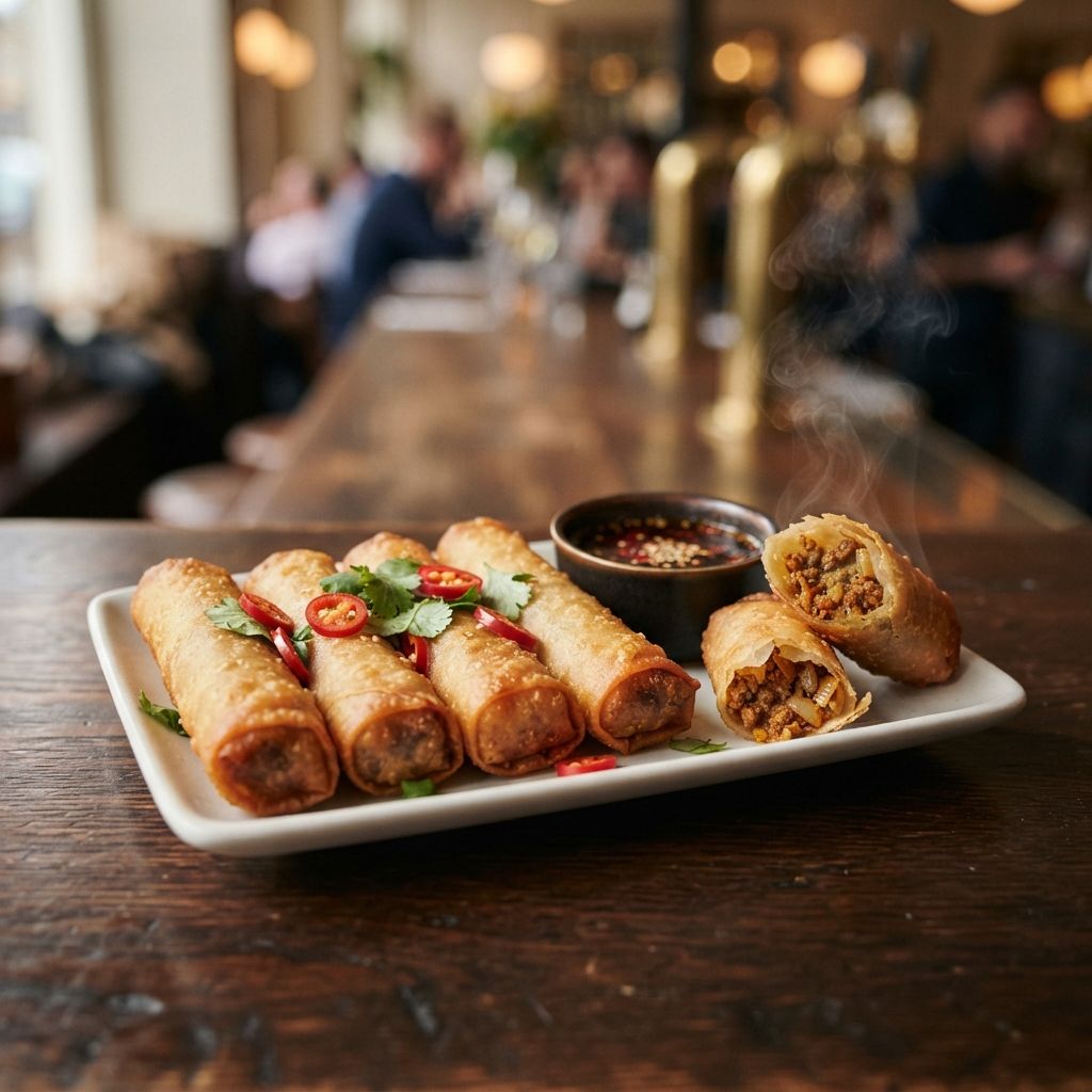 Spicy beef spring rolls (8)