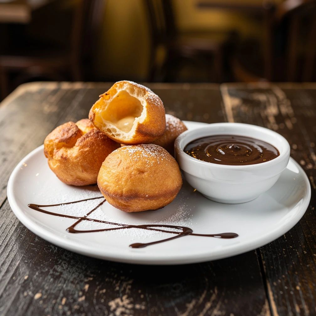 Fried Pizza Balls with Handmade Chocolate Sauce