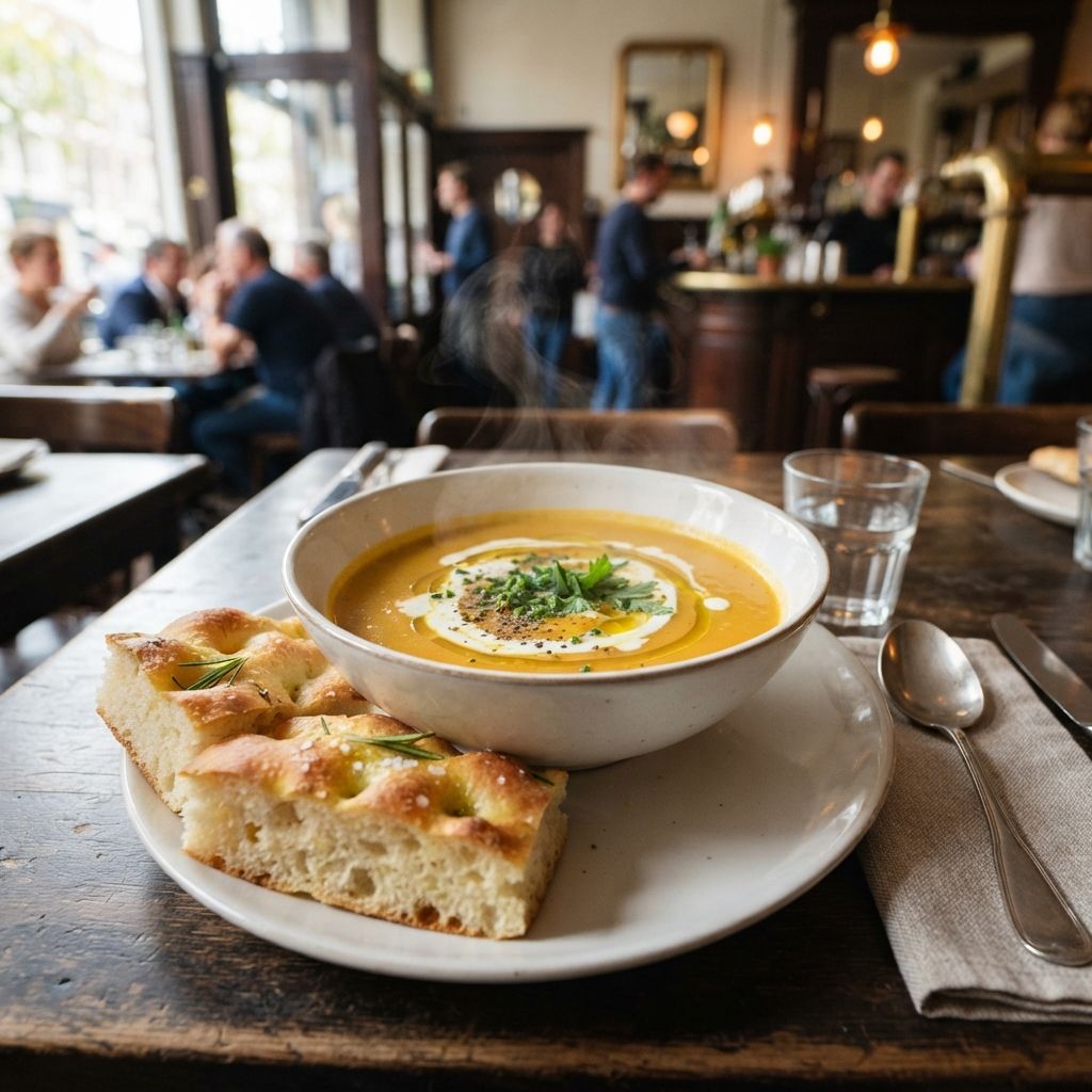 Soep van dit moment met focaccia