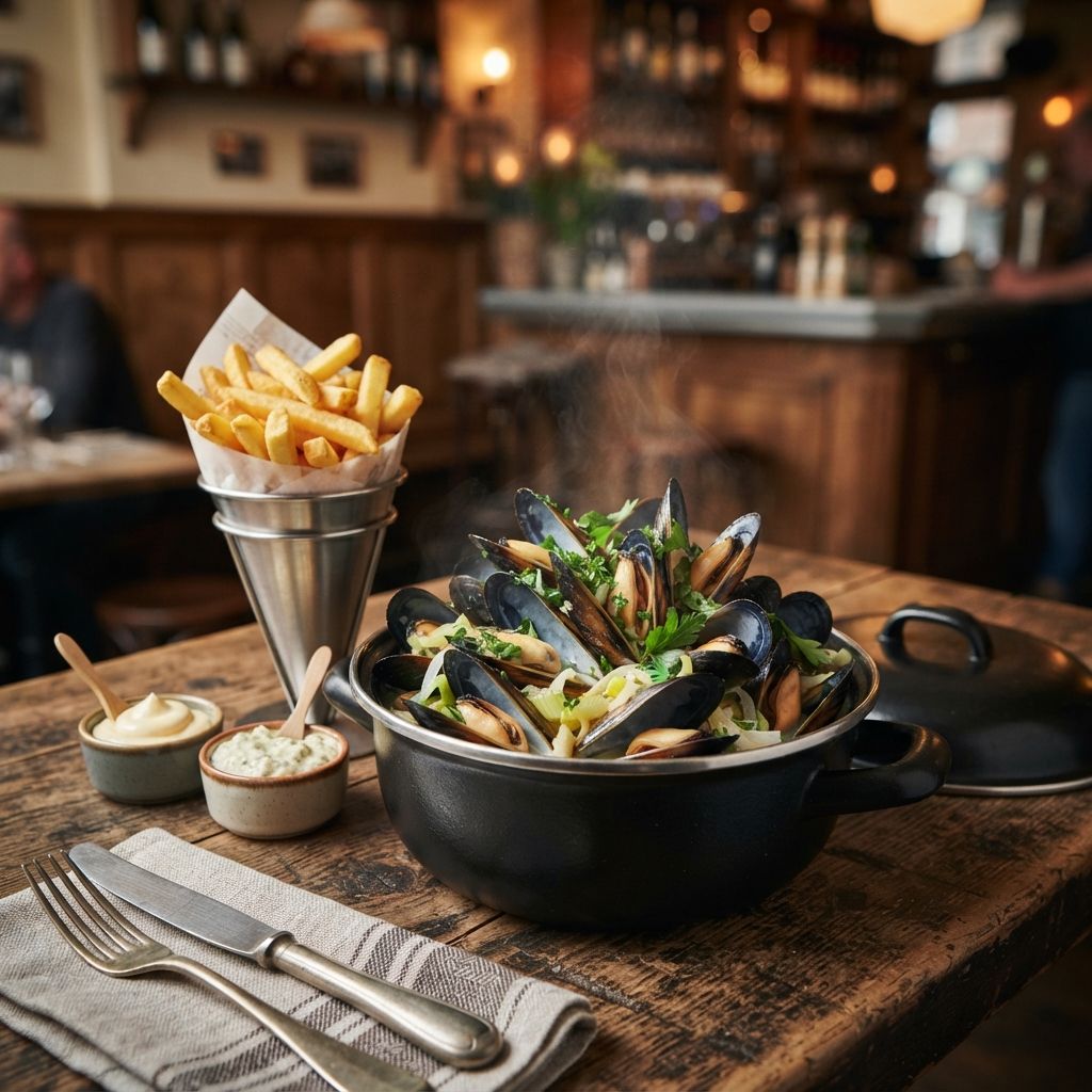 Mosselpannetje met frites en sausjes