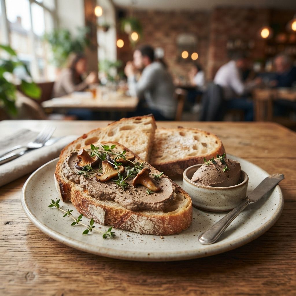 Zuurdesembrood met paddenstoelen paté