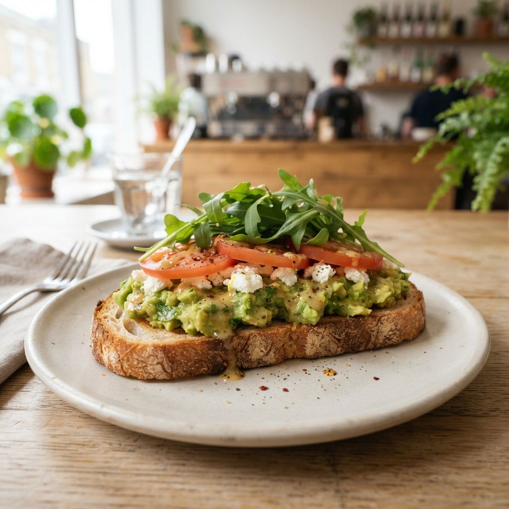 Smashing avocado sandwich