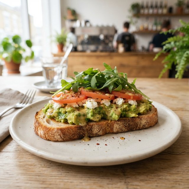 Smashing avocado sandwich