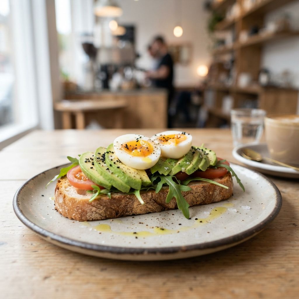 Boiled egg with avocado sandwich