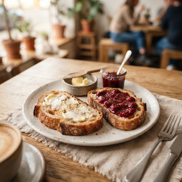 Zuurdesembrood met boter & jam