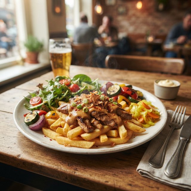 Friet met warm vlees