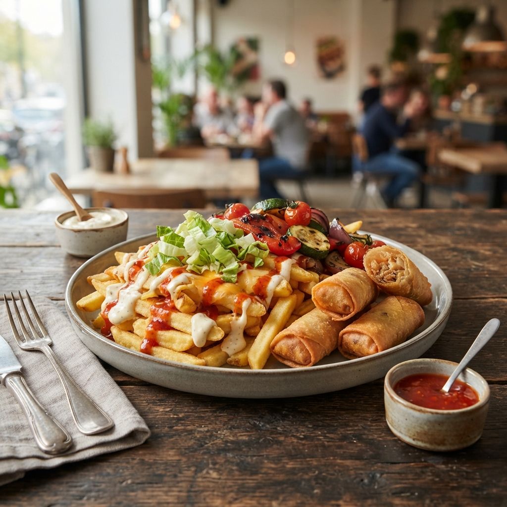 Friet met mini loempia’s