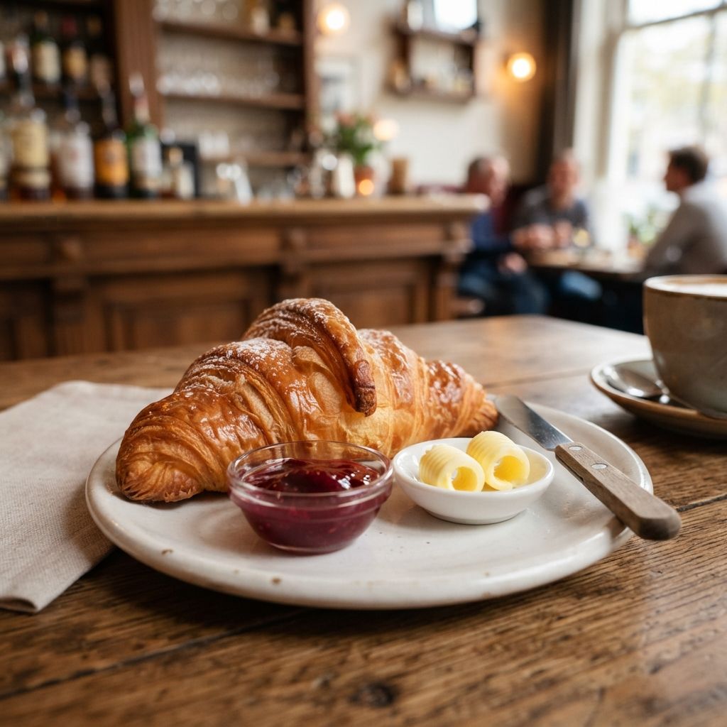Croissant met jam en boter