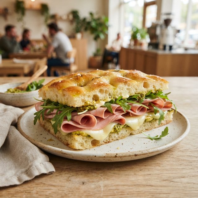 Focaccia mortadella / focaccia met mortadella