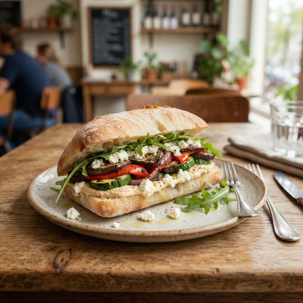 Broodje Hummus - Feta - Gegrilde Groente