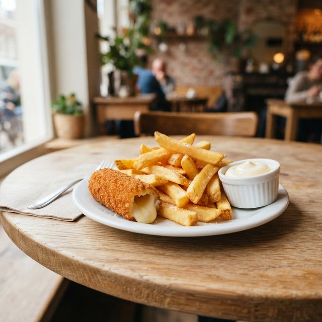 Frietjes met een kaaskroket
