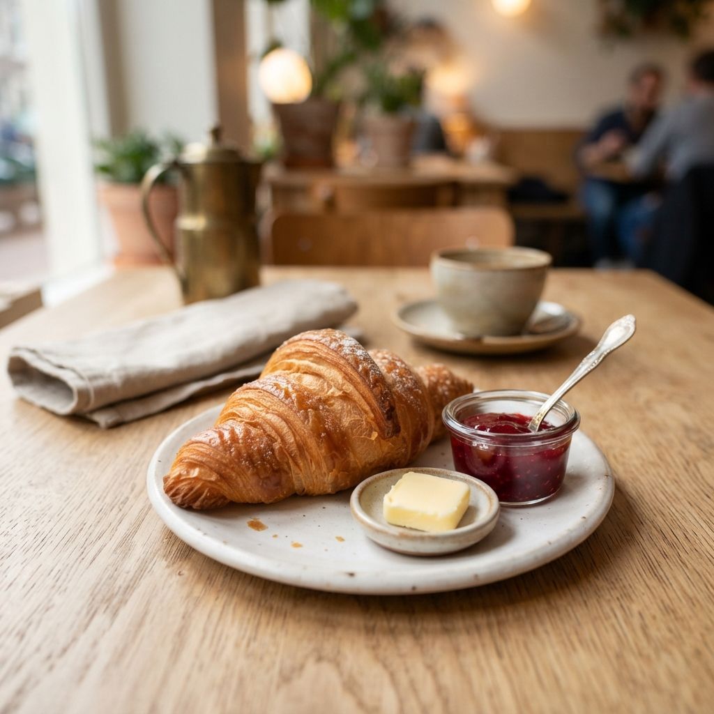 Croissant met roomboter en jam
