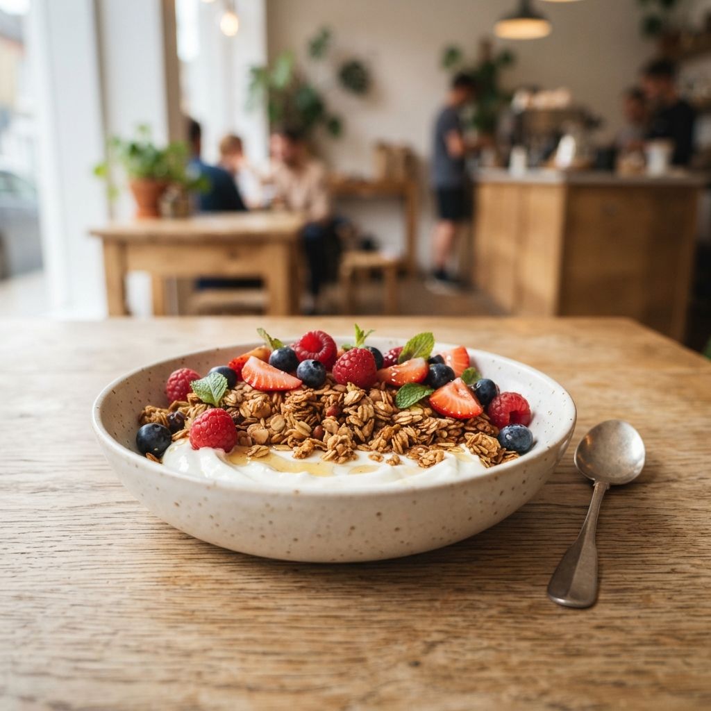 Granola with berries and yoghurt
