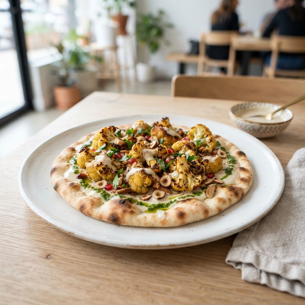 Libanees platbrood met geroosterde bloemkool