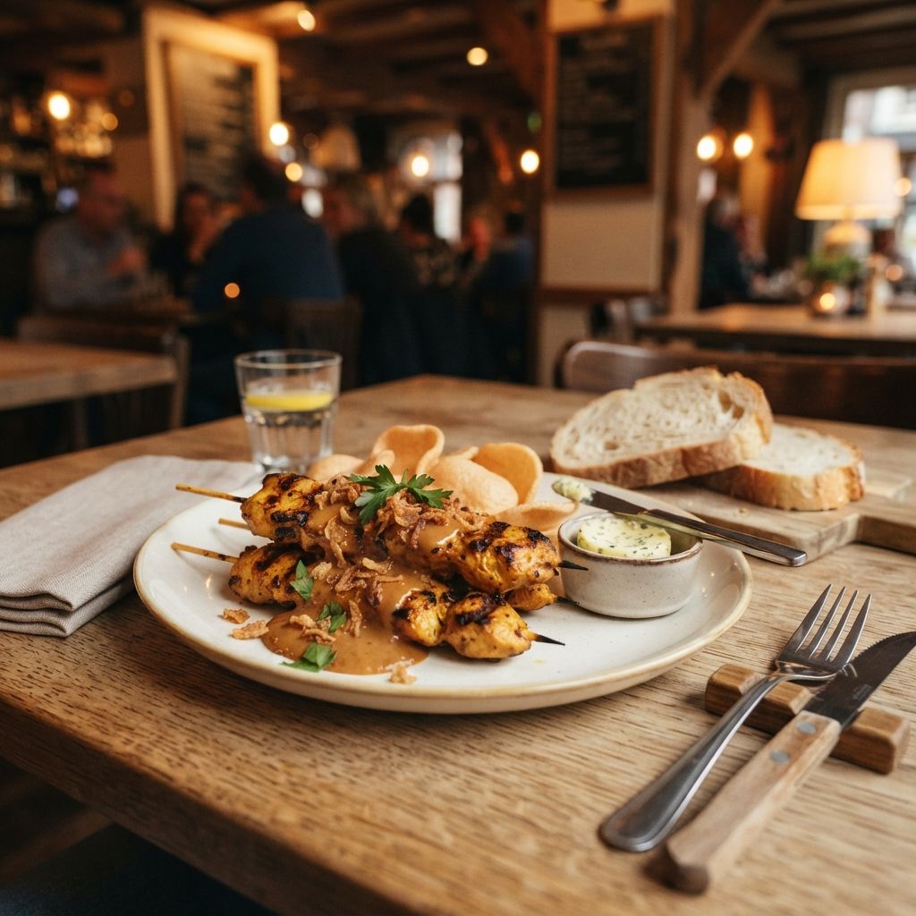 Kipsaté met Brood en Kruidenboter