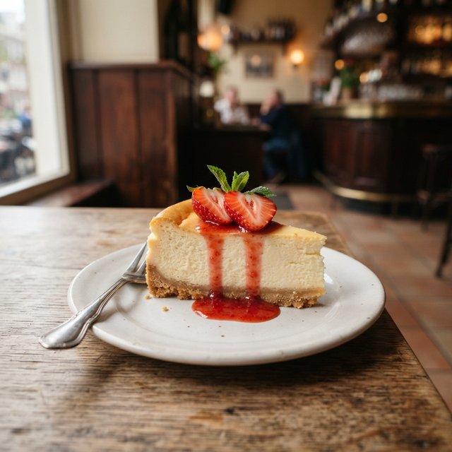 Cheesecake met Aardbeiensaus