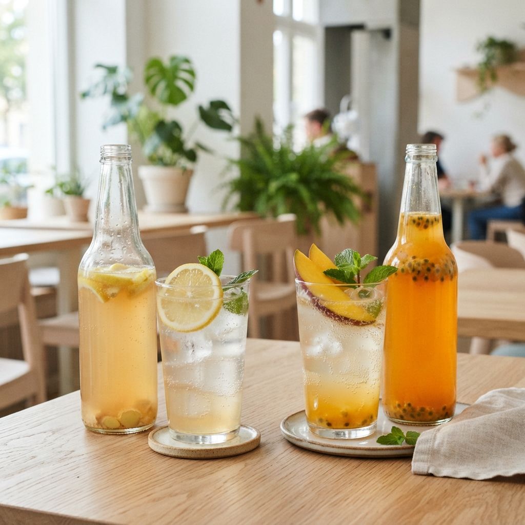 kombucha ginger lemon / passion fruit mango