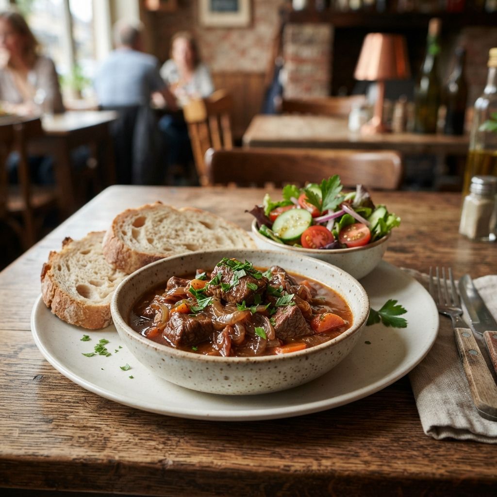 Typical Dutch Beefstew with Bread & Salad