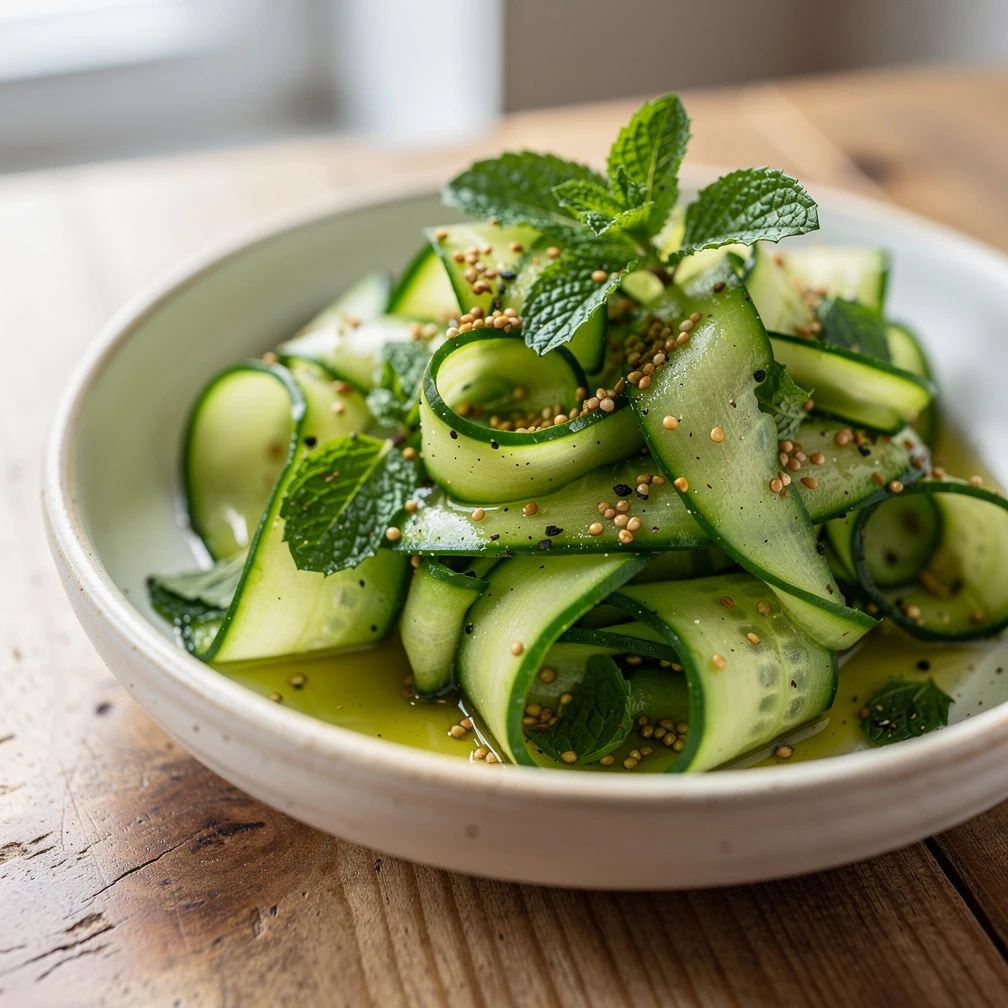 Cucumber salade, munt & mosterzaad