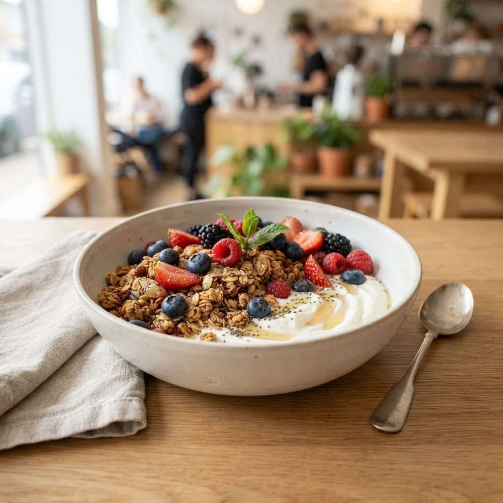 Granola met bessen en yoghurt