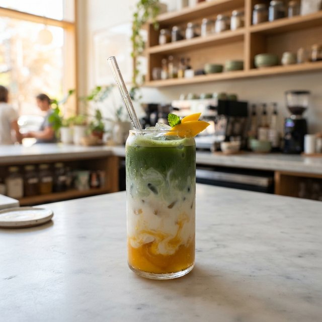 mango iced matcha