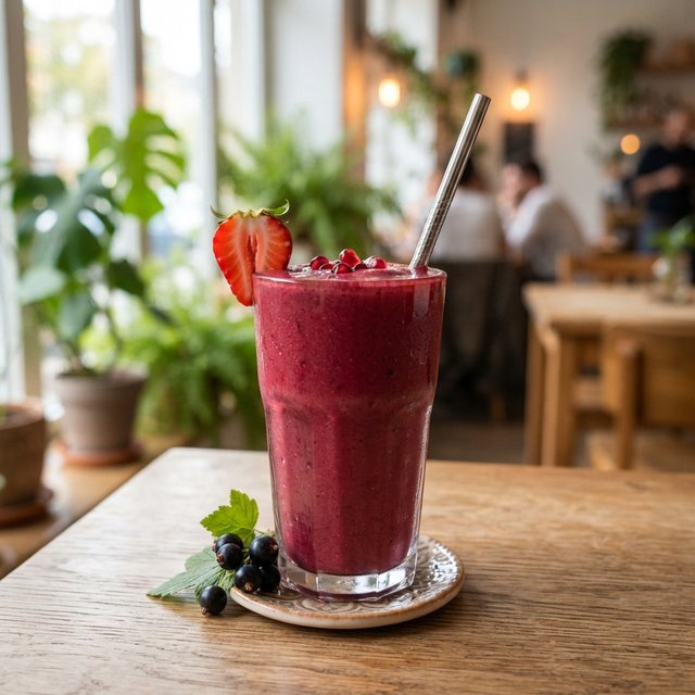 Aardbei, appel, granaatappel, zwarte bes