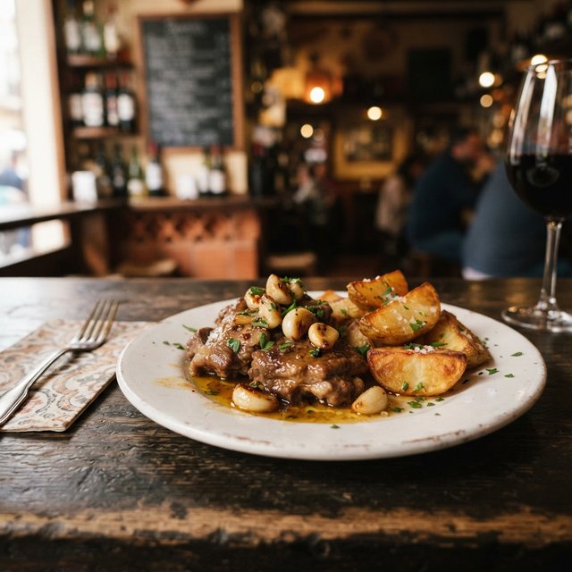 carne con ajos & patatas