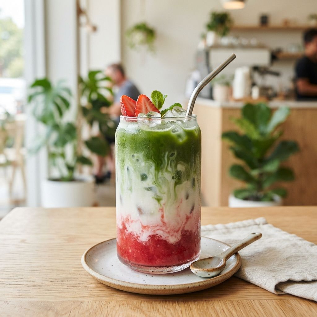 ICED STRAWBERRY OR MANGO MATCHA LATTE