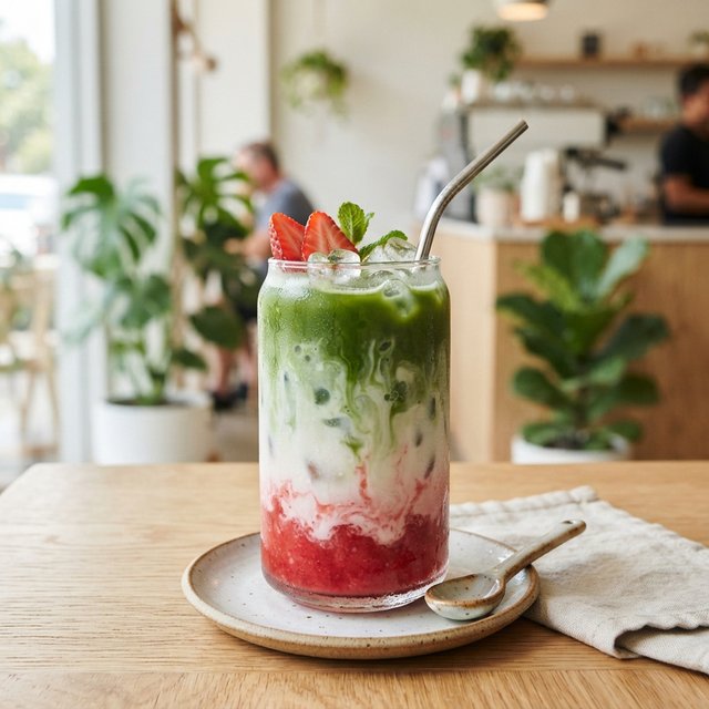 ICED STRAWBERRY OR MANGO MATCHA LATTE
