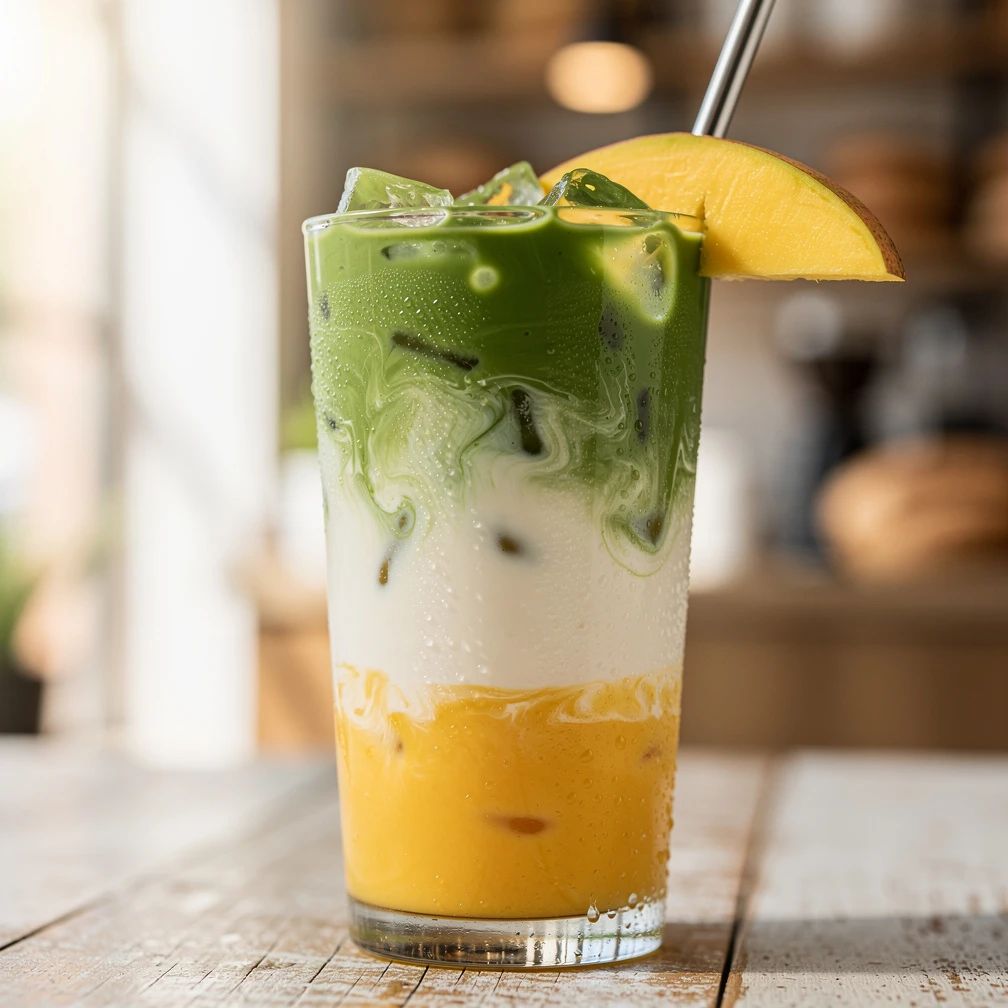 Iced mango matcha