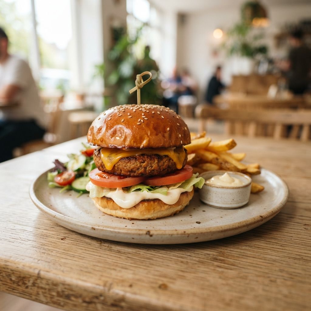 Vegan patty, tomaat, vegan mayo, brioche [+ vegan kaas optie @