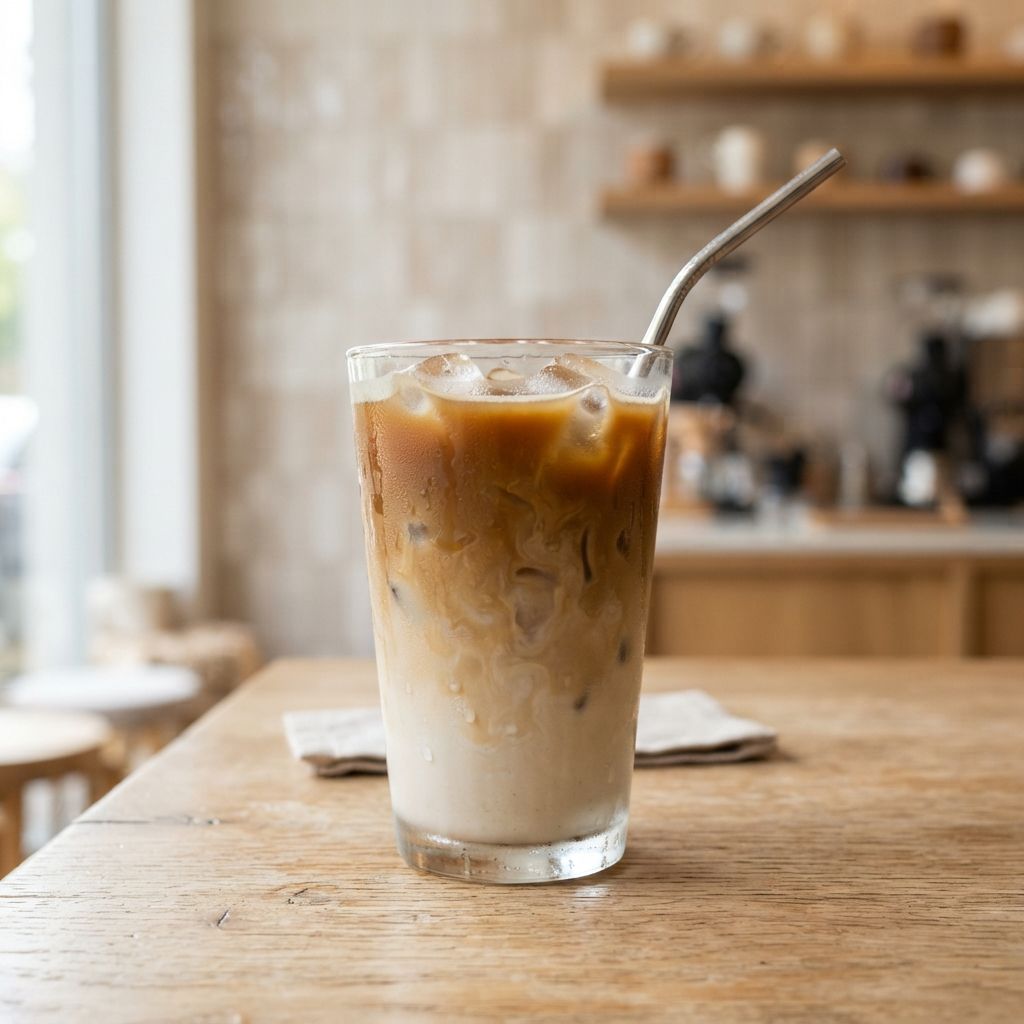 iced hojicha latte