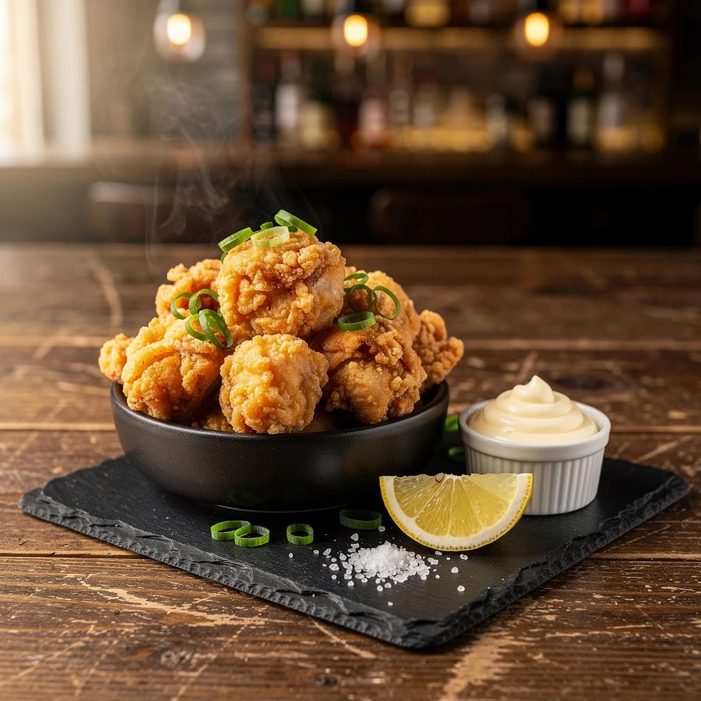 Kip karaage met mayo en citroen