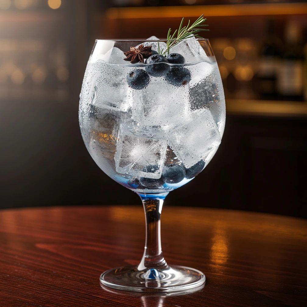 Goeie Mie (gin uit Leiden, blauwe bes, steranijs)