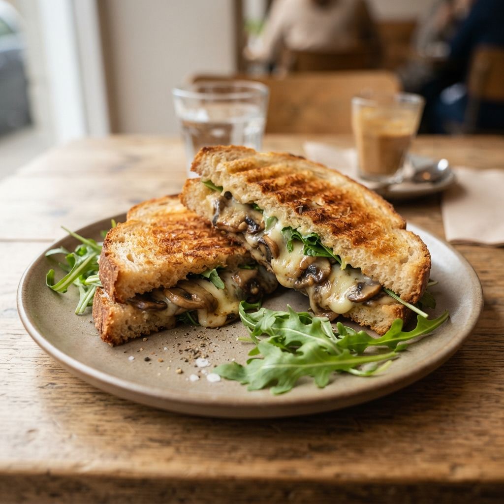 Tweede Jeugd Tosti: PADDENSTOEL met rucola en Manchego